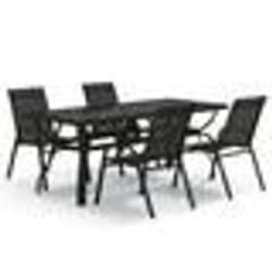 vidaXL Ensemble à manger de jardin 5 pcs Noir