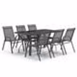 vidaXL Ensemble à manger de jardin 7 pcs Gris et noir