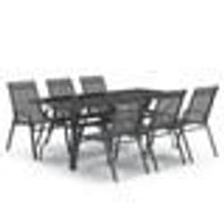 vidaXL Ensemble à manger de jardin 7 pcs Gris et noir