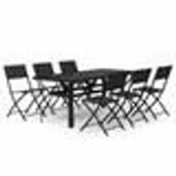 vidaXL Ensemble à manger de jardin 7 pcs Gris et noir