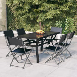 Vidaxl - Ensemble de salle à manger de jardin 7 pcs Gris et noir