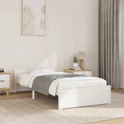 vidaXL Cadre de lit sans matelas blanc bois massif 100x200 cm - 100 x 200 cm