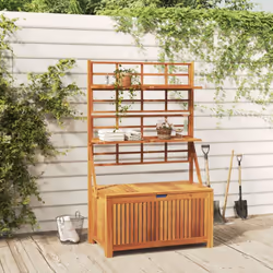 Cette boîte de rangement avec treillis est un supplément pratique et décoratif à votre espace de vie extérieur actuel. Bois d ...