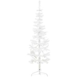 vidaXL Demi sapin de Noël artificiel mince avec support Blanc 120 cm