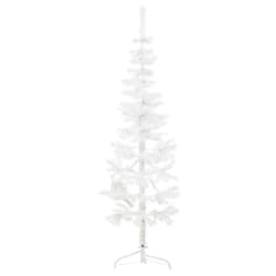 vidaXL Demi sapin de Noël artificiel mince avec support Blanc 150 cm - TU
