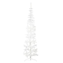 vidaXL Demi sapin de Noël artificiel mince avec support Blanc 240 cm - TU