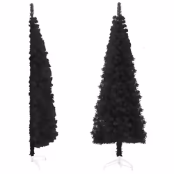 vidaXL Demi sapin de Noël artificiel mince avec support Noir 150 cm - TU