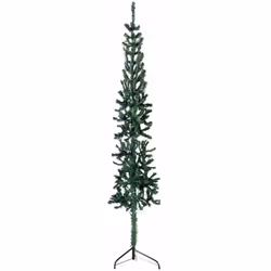 vidaXL Demi sapin de Noël artificiel mince avec support Vert 210 cm - TU