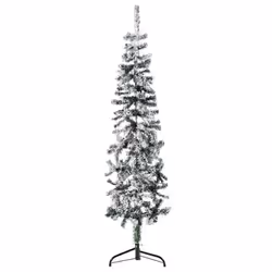 vidaXL Demi sapin de Noël artificiel mince avec neige floquée 150 cm - TU