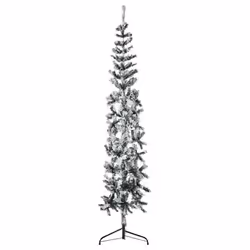 vidaXL Demi sapin de Noël artificiel mince avec neige floquée 180 cm - TU