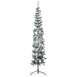 vidaXL Demi sapin de Noël artificiel mince avec neige floquée 210 cm - TU
