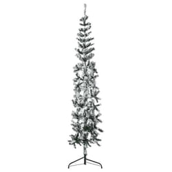 vidaXL Demi sapin de Noël artificiel mince avec neige floquée 240 cm - TU