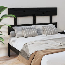 vidaXL Tête de lit Bois massif de pin Noir 124x3x81 cm