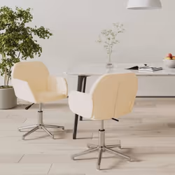 vidaXL Chaises pivotantes à manger lot de 2 Crème Tissu - TU