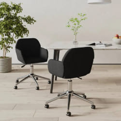 vidaXL Chaises Pivotantes à Manger Lot de 2 - Noir Tissu