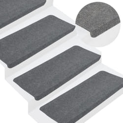 Vidaxl - Tapis d'escalier autocollants 15 pcs 65x24,5x3,5 cm Gris