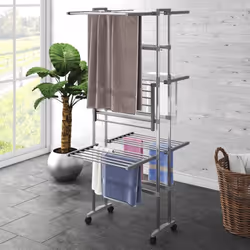 Ce séchoir à linge à 3 niveaux est un choix idéal pour les familles disposant d'un espace de séchage limité ! Cadre stable :  ...