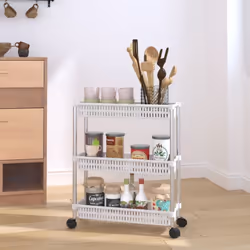 Le chariot de rangement à 3 niveaux est parfaitement conçu pour une utilisation de l'espace restreint à la maison. Il convien ...