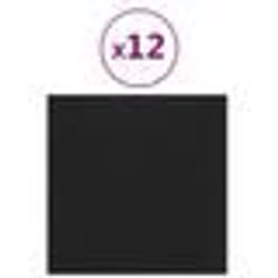 vidaXL Panneaux muraux 12 pcs Noir 30x30 cm Tissu 1,08 m²