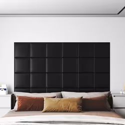 vidaXL Panneaux muraux 12 pcs Noir 30x30 cm Similicuir 1,08 m²