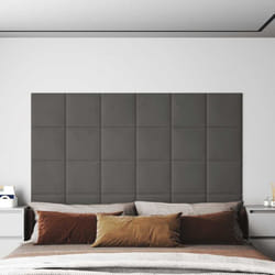 vidaXL Panneaux muraux 12 pcs Gris foncé 30x30 cm Velours 1,08 m²