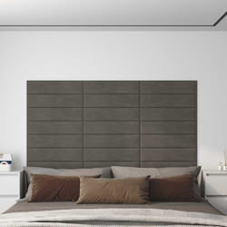 Vidaxl - Panneaux muraux 12 pcs Gris foncé 60x15 cm Velours 1,08 m²