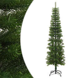 vidaXL Sapin de Noël artificiel mince avec support 210 cm PE - TU