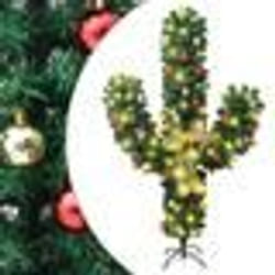 vidaXL Cactus de Noël avec support et LED Vert 180 cm PVC - TU