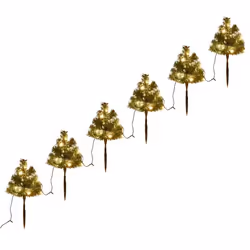 vidaXL Arbres d'allée de Noël 6 pcs avec LED blanc chaud 45 cm PVC - TU