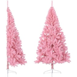 vidaXL Demi sapin de Noël artificiel avec support Rose 180 cm PVC - TU