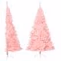 vidaXL Demi sapin de Noël artificiel avec support Rose 240 cm PVC - TU