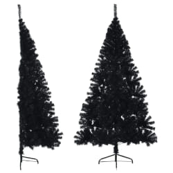 vidaXL Demi sapin de Noël avec support - Noir - 180 cm