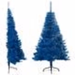 vidaXL Demi sapin de Noël artificiel avec support Bleu 150 cm PVC - TU