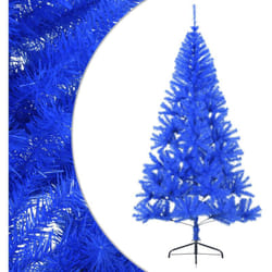 Demi sapin de Noël artificiel avec support Bleu 210 cm PVC