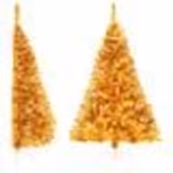 vidaXL Demi sapin de Noël artificiel avec support doré 120 cm PET - TU