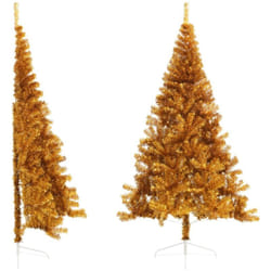 Vidaxl - Demi sapin de Noël artificiel avec support Doré 240 cm pvc