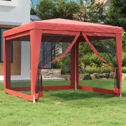 Vidaxl - Tente de fête avec 4 parois latérales en maille Rouge 3x3m pehd