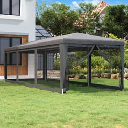 319244 vidaXL Tente de fête avec 8 parois latérales en maille Anthracite 3x9m