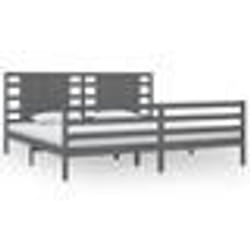 vidaXL Cadre de lit sans matelas gris 200x200 cm bois massif de pin - 200 x 200 cm