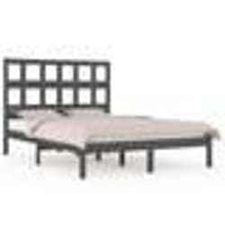vidaXL Cadre de lit sans matelas gris 200x200 cm bois massif de pin - 200 x 200 cm