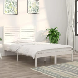 vidaXL Cadre de lit sans matelas blanc 135x190 cm bois massif - 135 x 190 cm