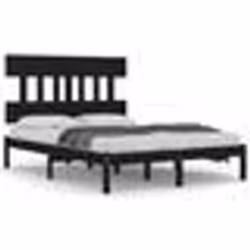 vidaXL Cadre de lit sans matelas noir 140x190 cm bois massif - 140 x 190 cm