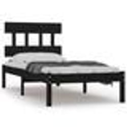 vidaXL Cadre de lit sans matelas noir 100x200 cm bois massif - 100 x 200 cm