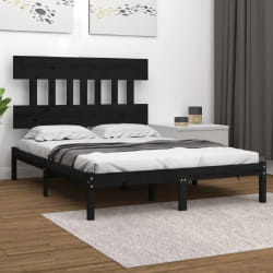 vidaXL Cadre de lit sans matelas noir 200x200 cm bois massif - 200 x 200 cm