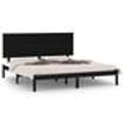 vidaXL Cadre de lit sans matelas noir 200x200 cm bois massif de pin - 200 x 200 cm
