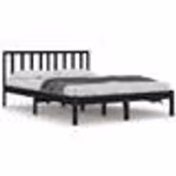 vidaXL Cadre de lit sans matelas noir bois de pin massif - 140 x 190 cm