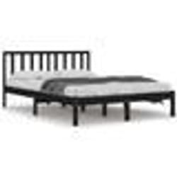 vidaXL Cadre de lit sans matelas noir bois de pin massif - 140 x 190 cm