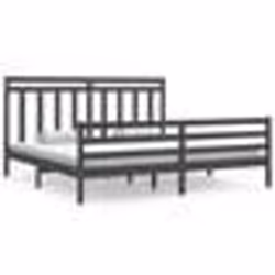 vidaXL Cadre de lit sans matelas gris 200x200 cm bois massif - 200 x 200 cm