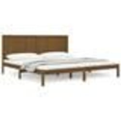 vidaXL Cadre de lit sans matelas marron miel 200x200cm bois pin massif - 200 x 200 cm