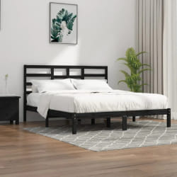 vidaXL Cadre de lit sans matelas noir bois massif 200x200 cm - 200 x 200 cm